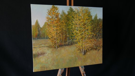 Golden Autumn - sunny autumn landscape painting