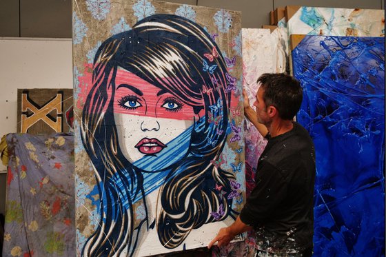 Candy Stripes 140cm x 100cm Lichtenstein Model Concrete Urban Pop Art