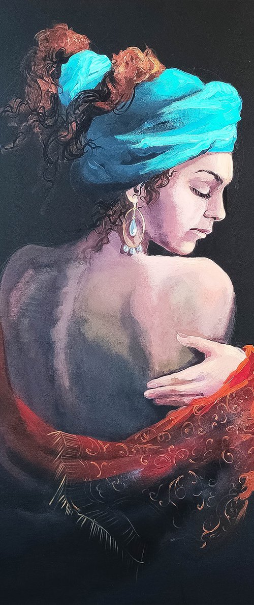 The woman in the blue turban by Maria Kireev