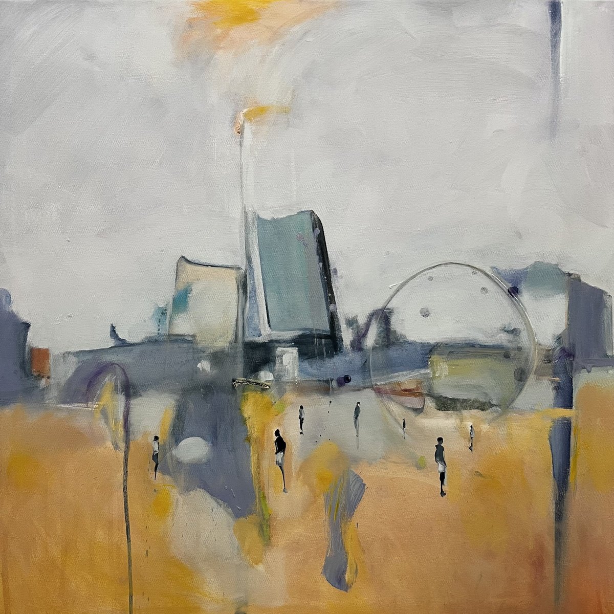 Abstract Landscape Oil Painting By Romuald Mulk Musiolik, 31 X 31", Carnaque 2, Original Artwork