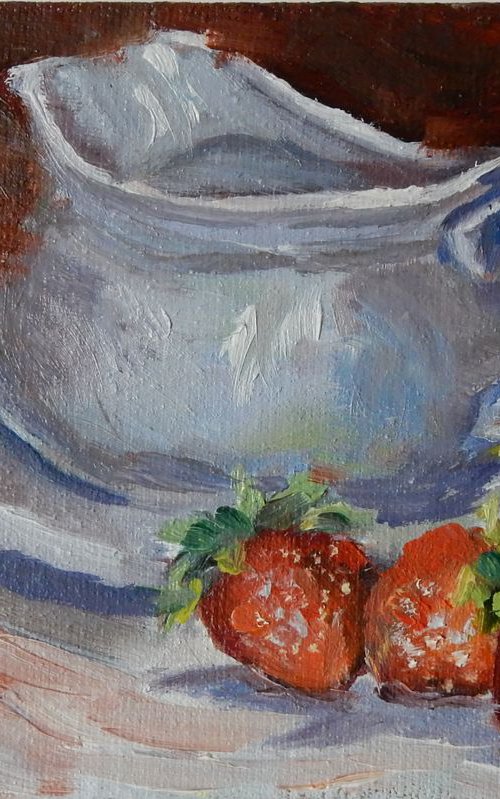 Cup with strawberries. by Vita Schagen