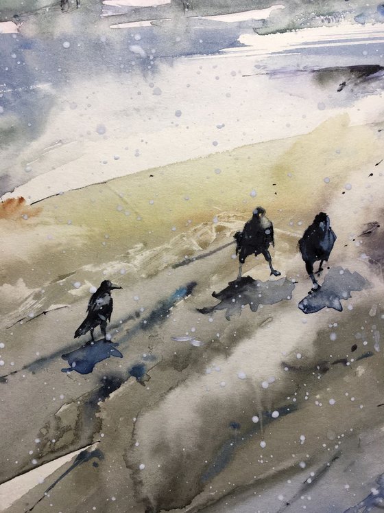 Watercolor "First snowflakes”