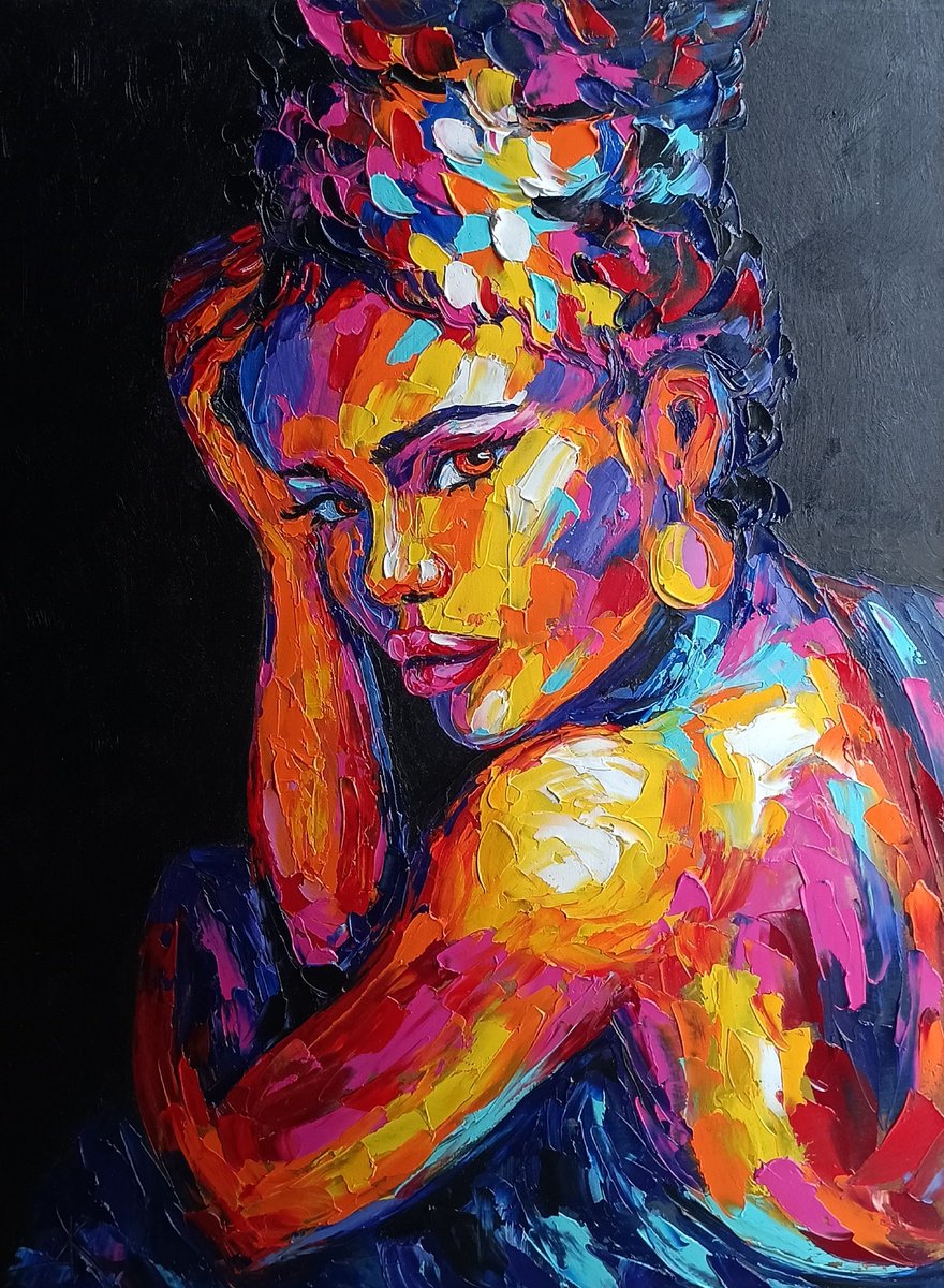 Impressionistic Portrait Oil Painting By Anastasia Kozorez, 12 X 16, Reflection Of The Soul, Original Artwork