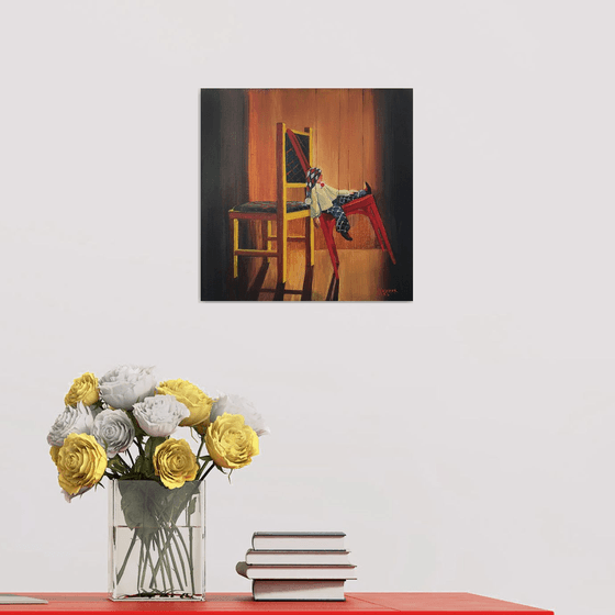Two chairs. Painting about love