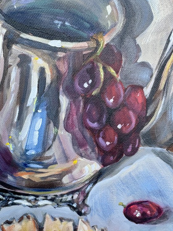 Still Life with Grapes and Silverware