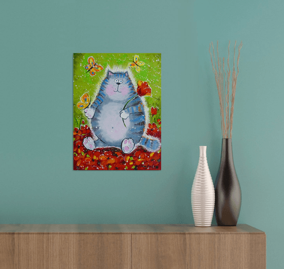 Cat in a flower paradise