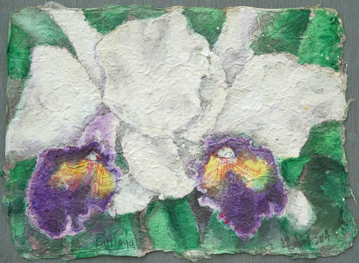 Impressionistic Botanical Acrylic Painting By Gordon T., 14 X 10, Cattleya, Original Artwork
