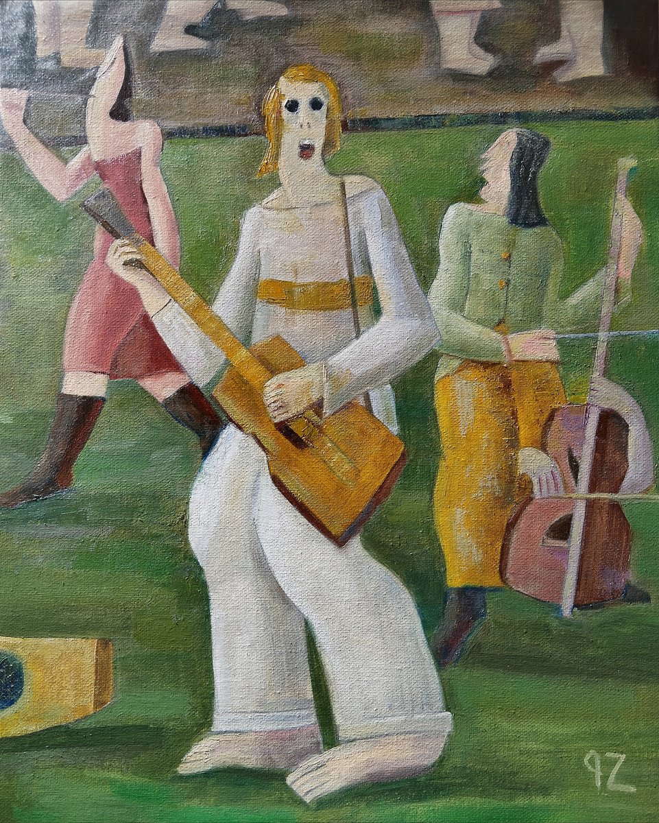 Expressive Oil Painting , The Garden Concert By Gegham Hunanyan, 16 X 20, Artwork For Sale On Artfinder
