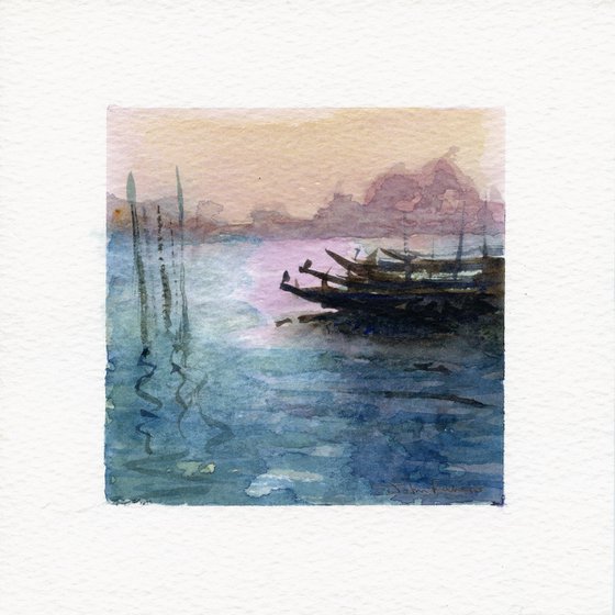 Moods of Venice #2 original Watercolour, 20cm x 20cm, framed