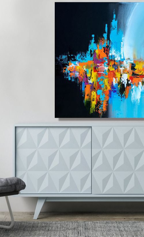 Your Rhythm - PALETTE KNIFE ART - EXPRESSIONS OF ENERGY AND LIGHT. READY TO HANG by Julijana Ravbar