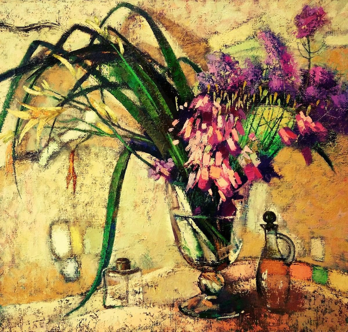 Glass and flowers by Olena Sachenko