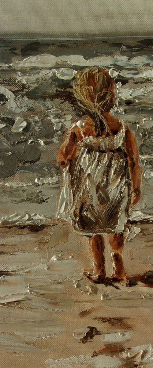 " REFLECTIONS  " SEA original painting palette knife GIFT ANGEL MODERN URBAN ART OFFICE ART DECOR HOME DECOR GIFT IDEA by Monika Luniak