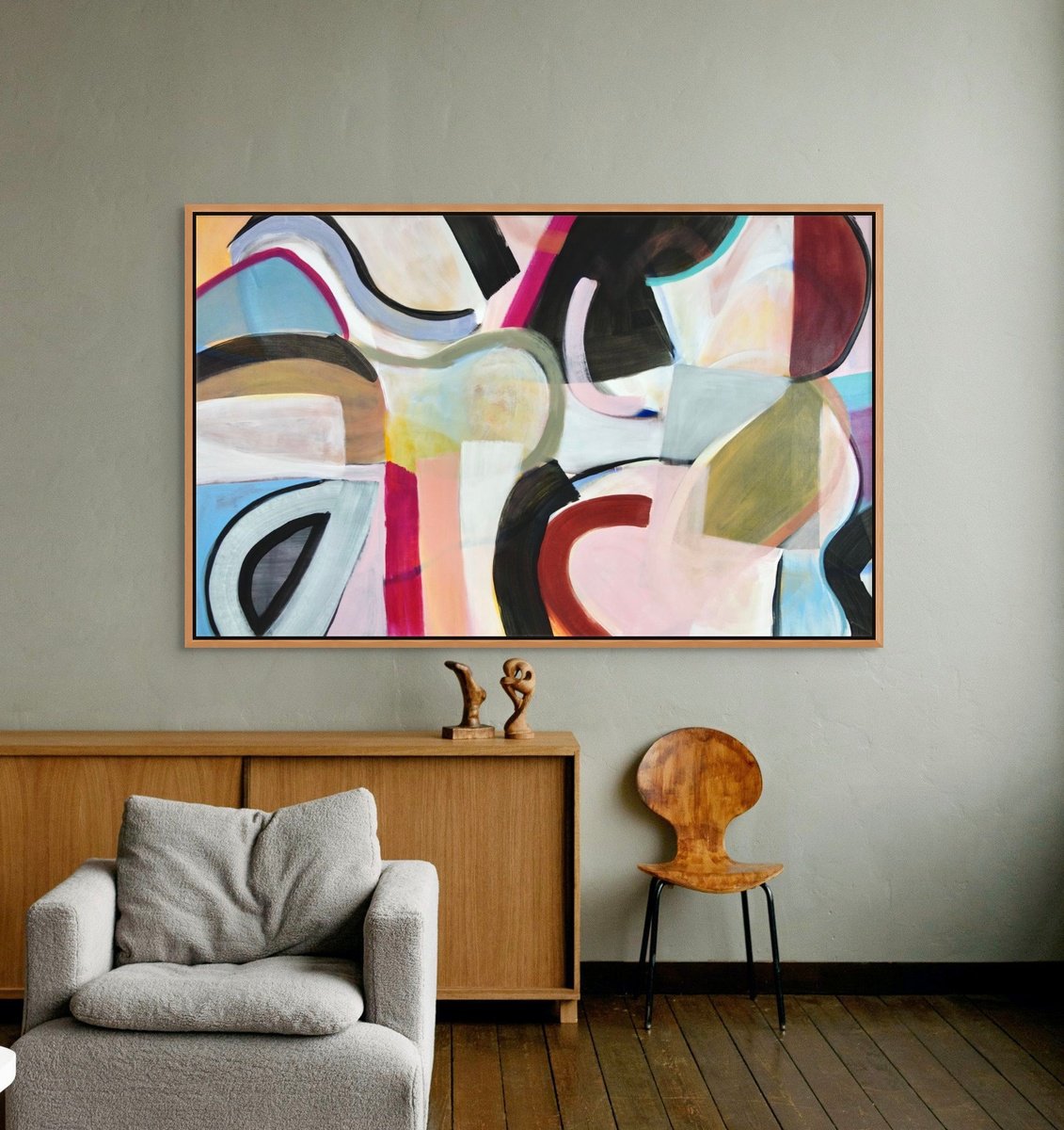 Abstract Acrylic Painting By Michelle Louis, 60 X 38", Maybe Is Enough, Original Artwork