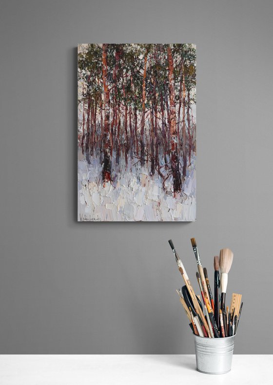 Winter Pine Forest at Dusk