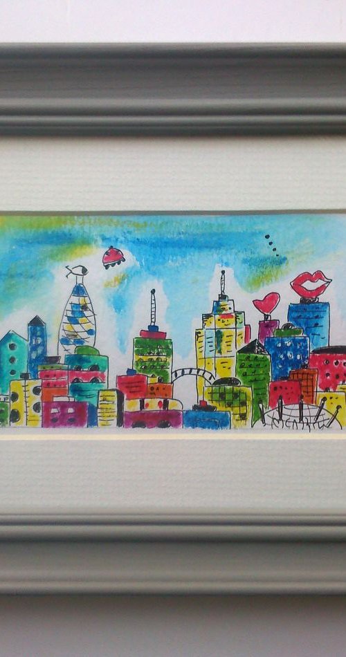 Mixed City on Grey by Maria Luisa  Azzini