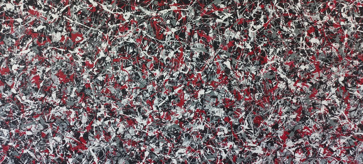 Abstract Acrylic Painting By Max Yaskin, 84 X 39", J. Pollock Style Acrylic By M.y., Original Artwork