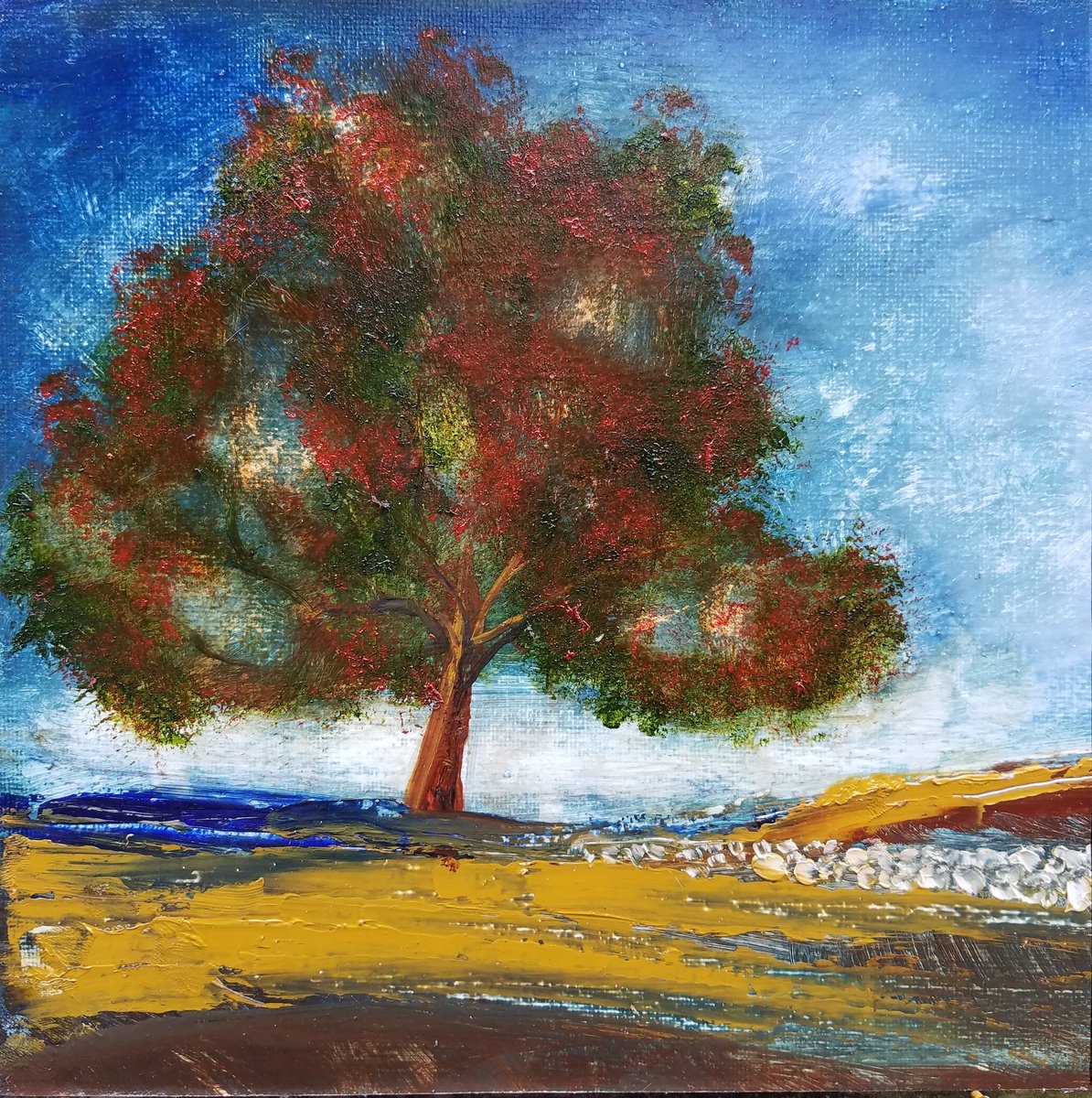 Impressionistic Landscape Oil Painting By Kevin Blake, 8 X 8", Season Of Change, Original Artwork
