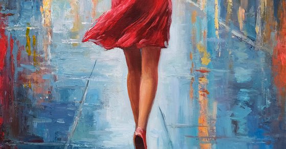 Red Umbrella in the Rain