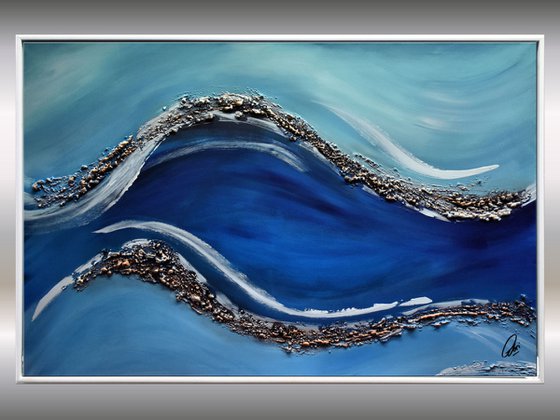 Oceans Eye  - Abstract Art - Acrylic Painting - Canvas Art - Framed Painting - Abstract Golden Sea Painting - Ready to Hang