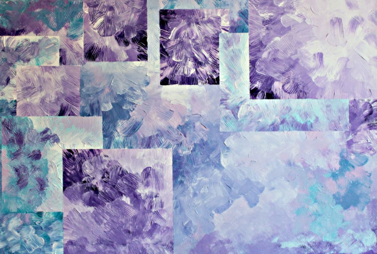 Geometric Abstract Acrylic Painting By Shushanik Karapetyan, 36 X 24", Yasaman, Original Artwork