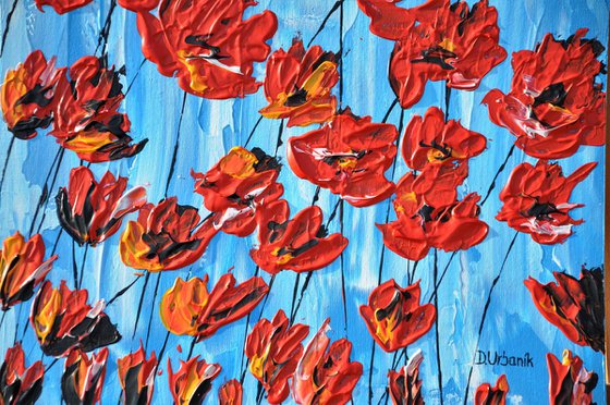 Poppies On Blue