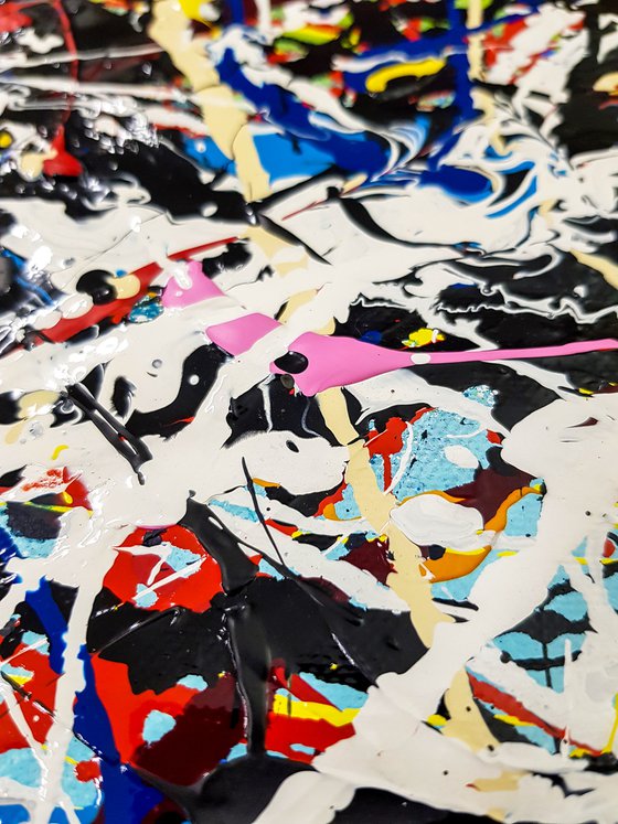 Tendaro N-7 (H)132x(W)132 cm. Similar to a Jackson Pollock