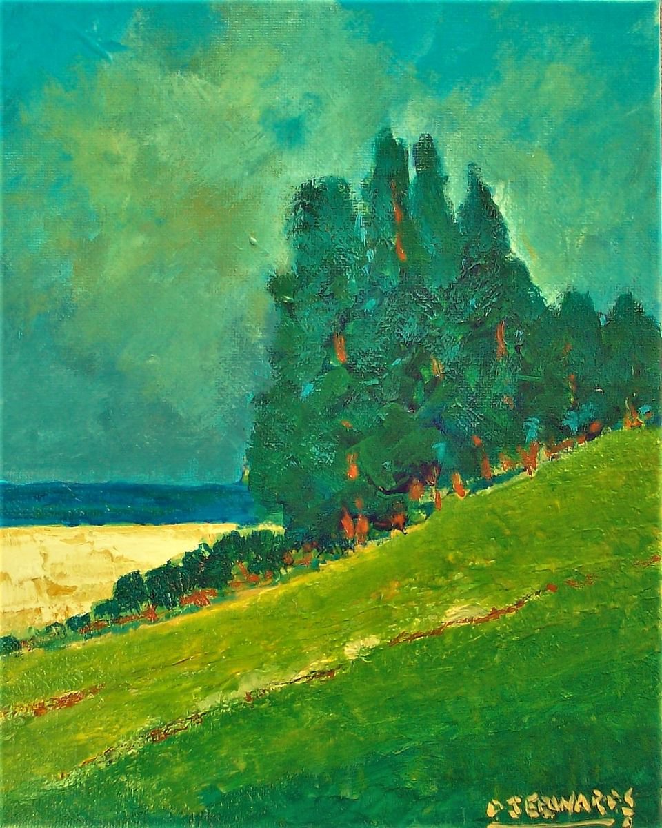 Impressionistic Landscape Acrylic Painting By David J Edwards, 8 X 10, Clearing Skies, Original Artwork