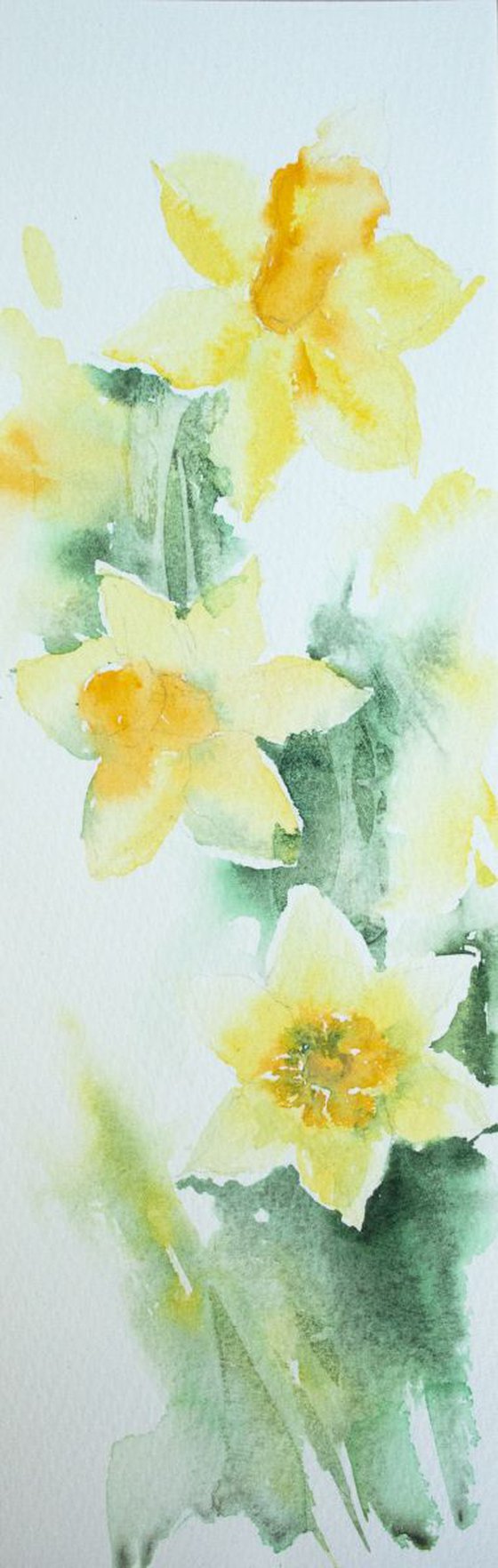 Dancing in the Breeze - Daffodil painting, Spring Floral Art, Original Watercolour Painting