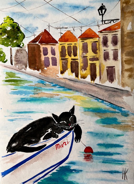 Amalfi Cat Painting