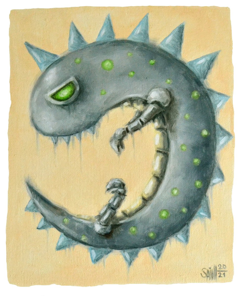Dragon Robot Painting Original Art by Ruslan Aksenov (Axenov)