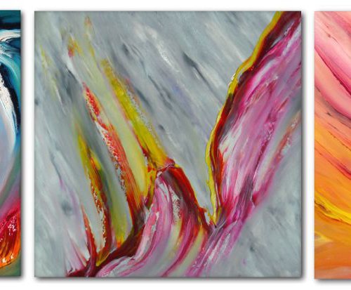 Moods - Full Series  - Triptych n° 3 Paintings, Original abstract, oil on canvas by Davide De Palma