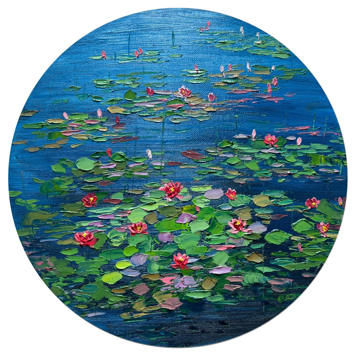 Surrealistic Landscape Acrylic Painting By Amita Dand, 12 X 12, The Blue Pond, Original Artwork