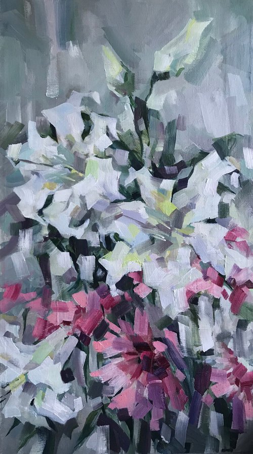 Evening lilies. one of a kind, original artwork, handmade art. by Galina Poloz