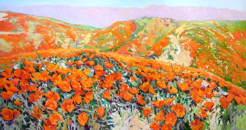 California Poppy In the Wild, Superbloom in the Mountains by Suren Nersisyan