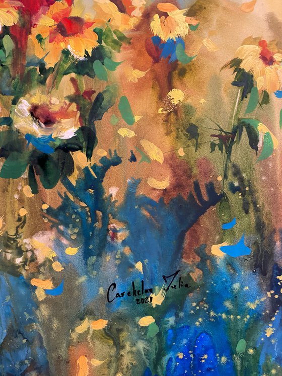 Sold Watercolor “Sun flowers” perfect gift