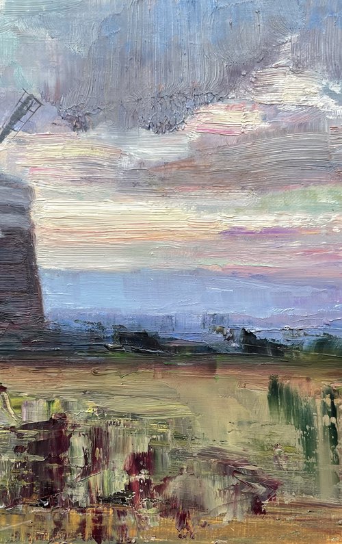 Burnham Overy Staith Windmill at Sunset by Eugenia Alekseyev