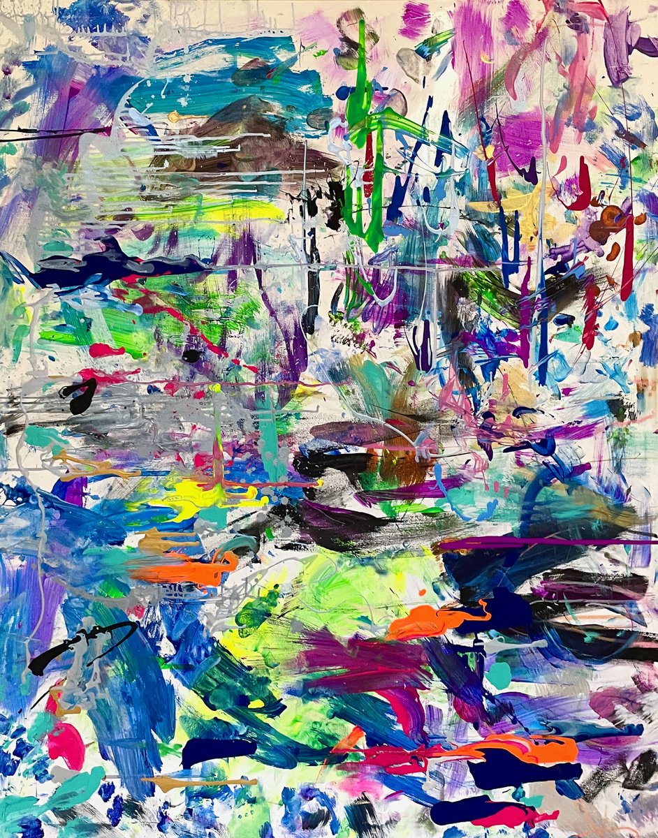 Abstract Acrylic Painting By Bruce S. Dilenschneider, 48 X 60, Bsd#15, Original Artwork