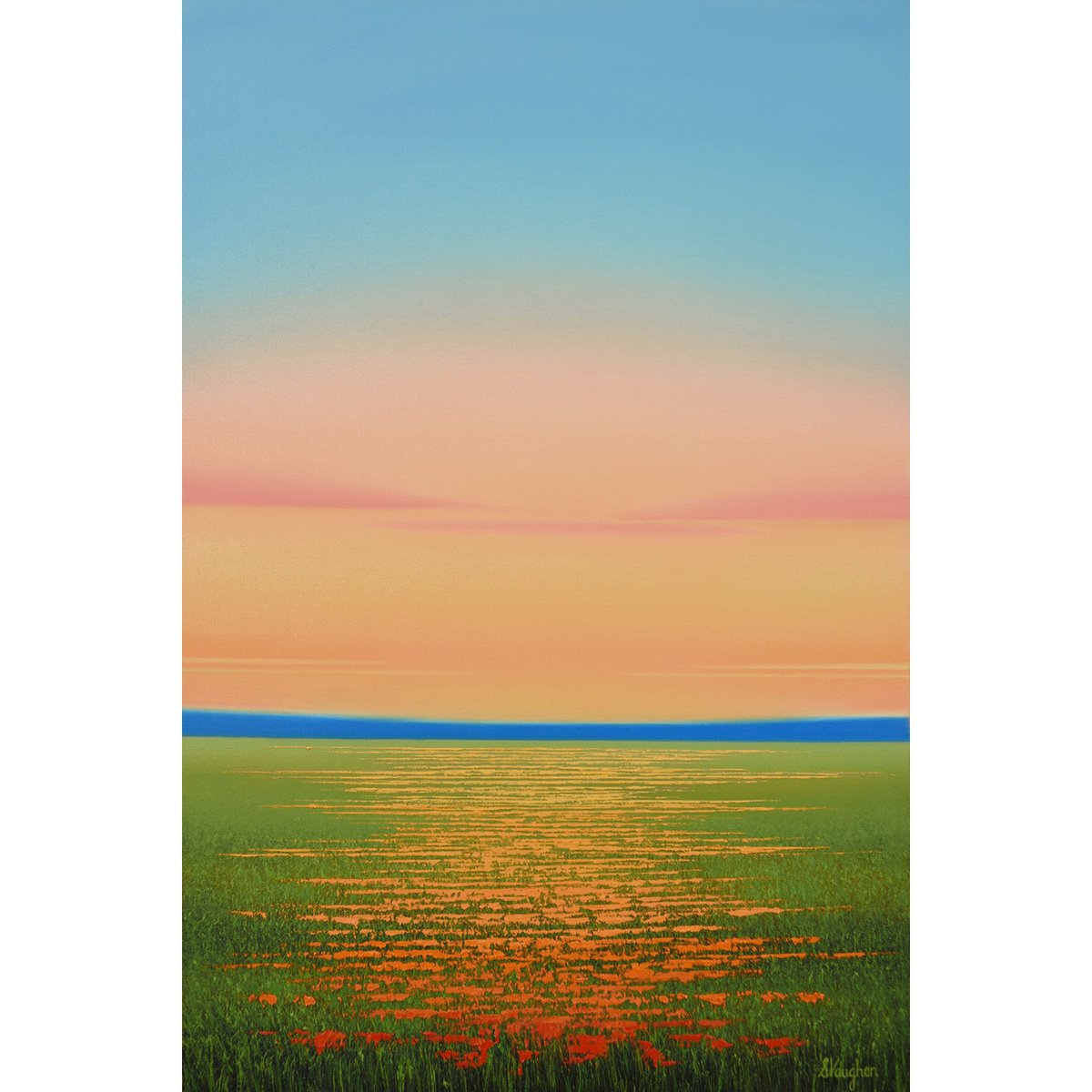 Impressionistic Landscape Oil Painting By Suzanne Vaughan, 20 X 30", Colorful Flowers, Original Artwork