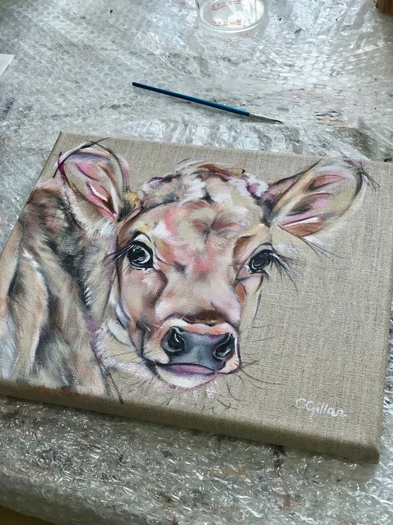 Edith - Cow Calf original oil painting on linen