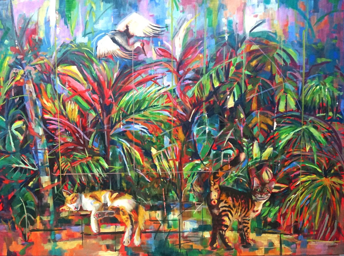 Impressionistic Botanical Oil Painting By Amaya Fernandez Fariza, 51 X 38, A Haven Of Peace, Original Artwork