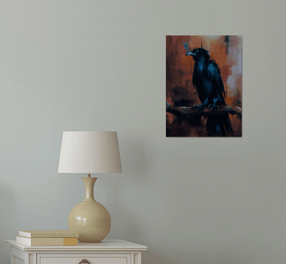 Raven. Original oil painting.