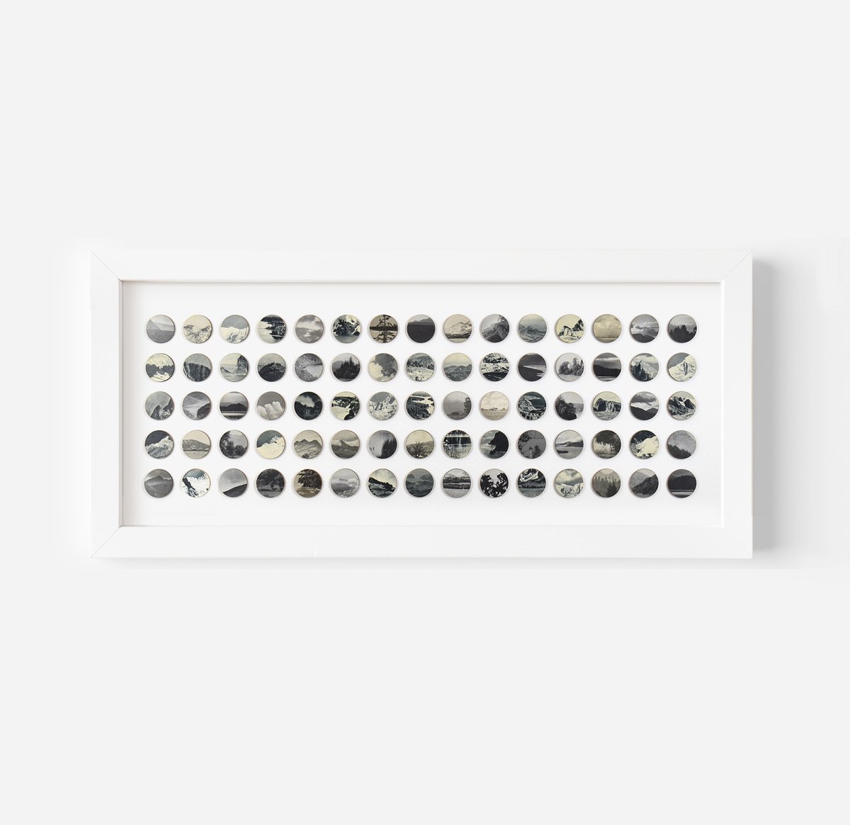 Geometric Landscape Collage By Amelia Coward, 26 X 14, Monochrome Landscape Dots, Original Artwork
