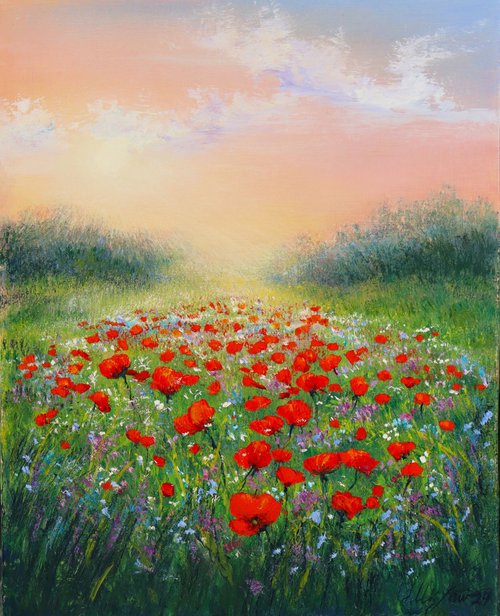 Sunrise at the poppy field by Ludmilla Ukrow