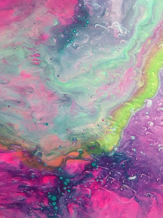 "Cosmic Swirl" - FREE USA SHIPPING - Original Abstract PMS Fluid Acrylic Painting - 16 x 20 inches