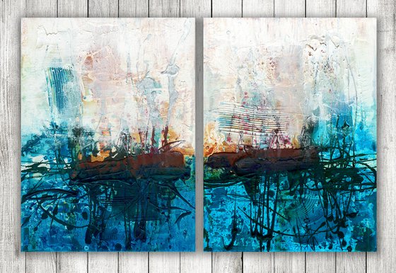 The Magic Beyond  - 2 Textural Abstract Paintings by Kathy Morton Stanion