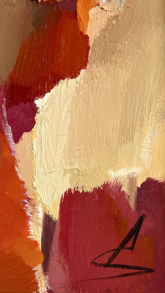 MOMENT 2 / Red abstract oil painting