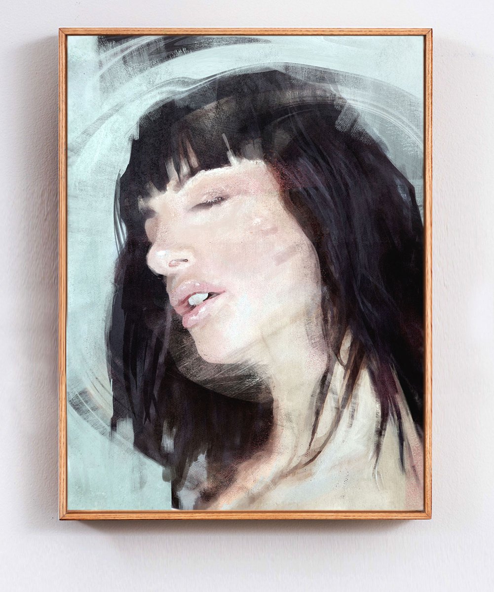 Impressionistic Portrait Acrylic Painting By Dario Moschetta, 24 X 31, Portrait 430.2021, Original Artwork