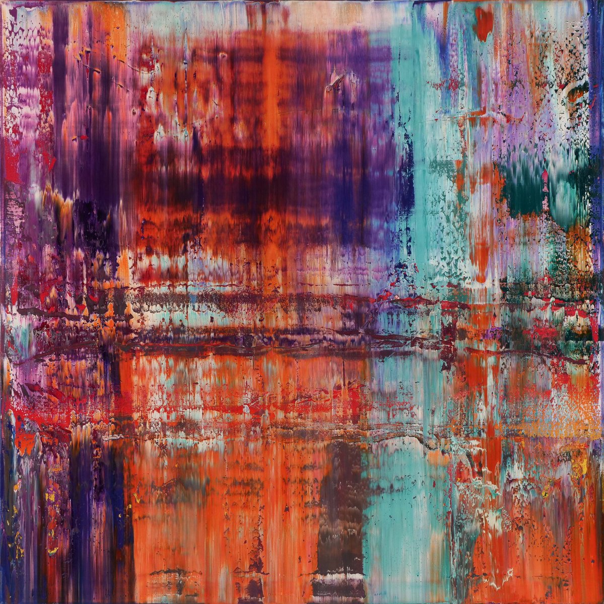 Abstract Oil Painting By Vadim Shamanov, 39 X 39", Ephemeral Voyage, Original Artwork