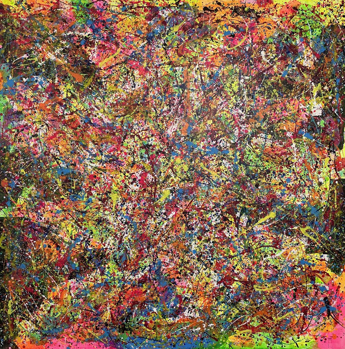 Abstract Painting By Juan Jose Garay, 79 X 79", Universe Of Colors 01, Original Artwork