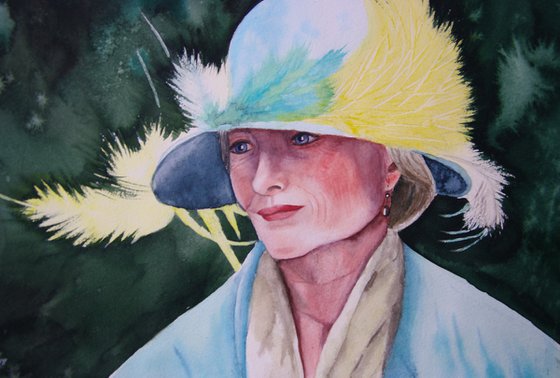 Society lady, watercolor portrait